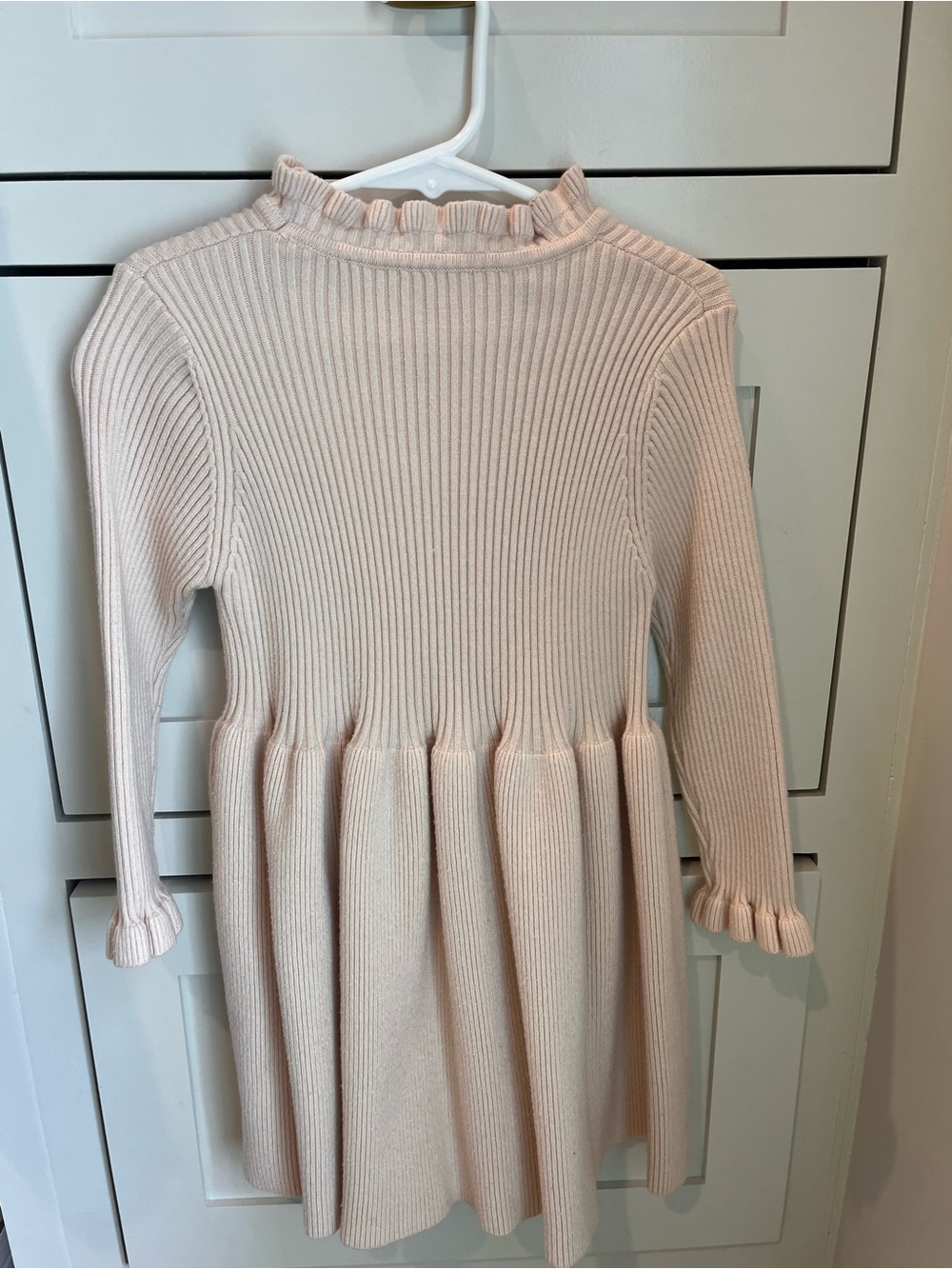 Source Unknown Light Pink Ribbed Ruffle Neck Dress